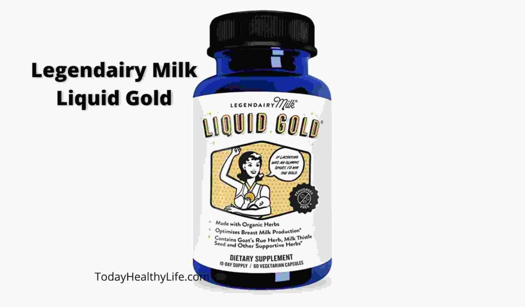 A bottle of Legendairy Milk Liquid Gold Supplement.