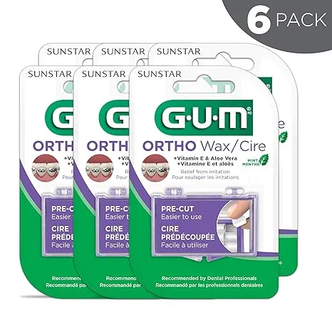 3. GUM Orthodontic Wax with Mint, Vitamin E, and Aloe Vera (Pack of 6)